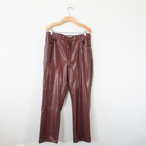 Abercrombie Brown Leather Pants Womens 33 The 90s Straight Ultra High Rise 33x27